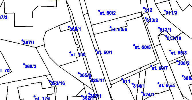 Parcela st. 60/1 v KÚ Herálec na Moravě, Katastrální mapa