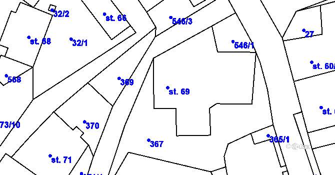 Parcela st. 69 v KÚ Herálec na Moravě, Katastrální mapa