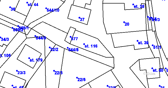 Parcela st. 116 v KÚ Herálec na Moravě, Katastrální mapa