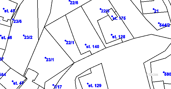 Parcela st. 140 v KÚ Herálec na Moravě, Katastrální mapa