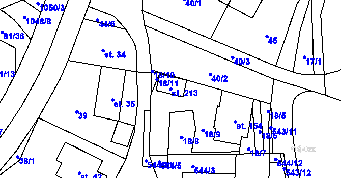 Parcela st. 213 v KÚ Herálec na Moravě, Katastrální mapa