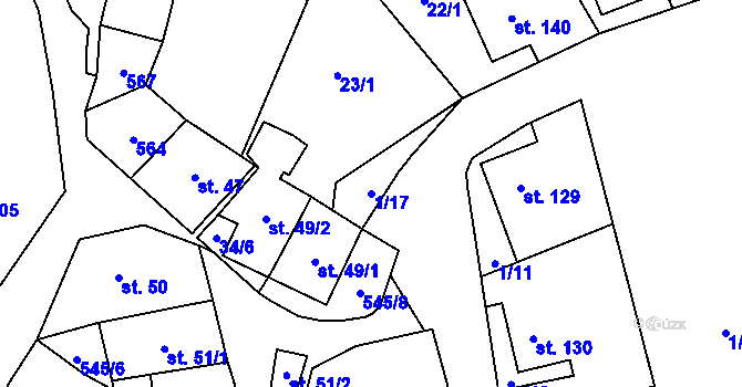 Parcela st. 1/17 v KÚ Herálec na Moravě, Katastrální mapa