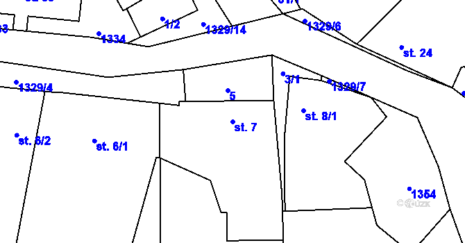 Parcela st. 7 v KÚ Heraltice, Katastrální mapa