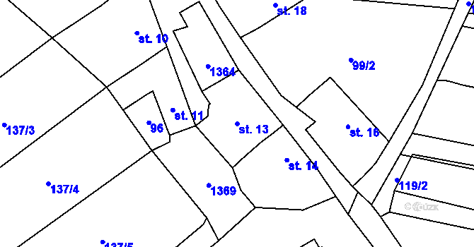 Parcela st. 13 v KÚ Heraltice, Katastrální mapa