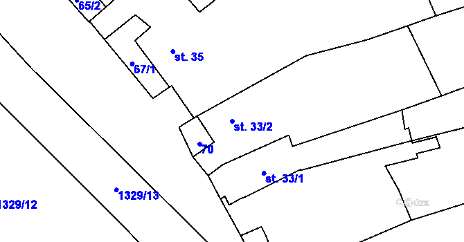 Parcela st. 33/2 v KÚ Heraltice, Katastrální mapa