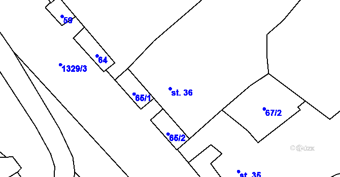 Parcela st. 36 v KÚ Heraltice, Katastrální mapa