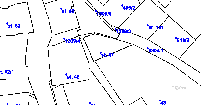 Parcela st. 47 v KÚ Heraltice, Katastrální mapa