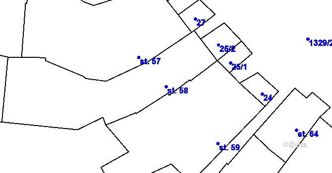 Parcela st. 58 v KÚ Heraltice, Katastrální mapa
