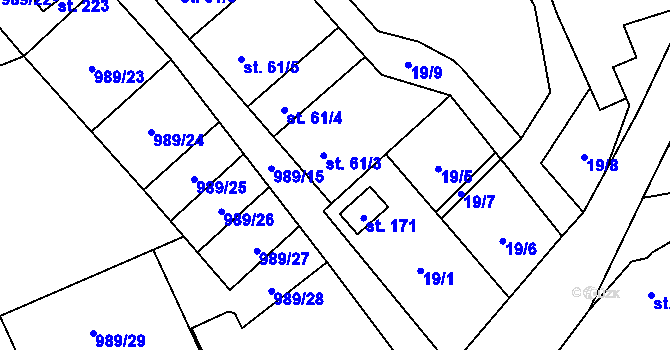 Parcela st. 61/2 v KÚ Heraltice, Katastrální mapa
