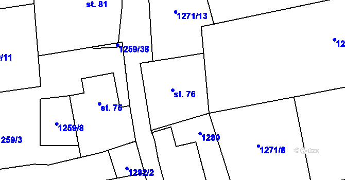 Parcela st. 76 v KÚ Heraltice, Katastrální mapa