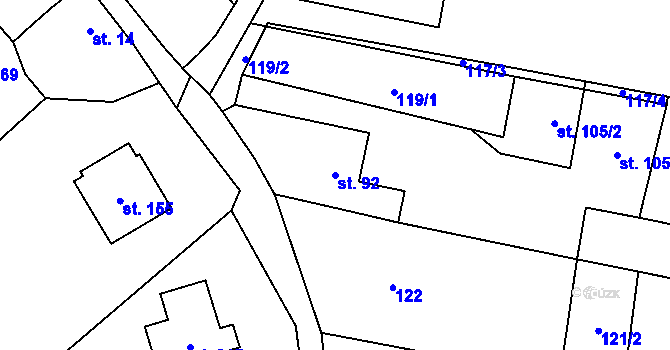 Parcela st. 92 v KÚ Heraltice, Katastrální mapa