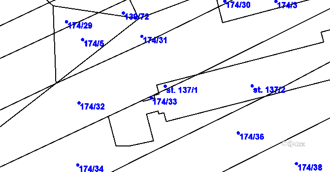Parcela st. 137/1 v KÚ Heraltice, Katastrální mapa