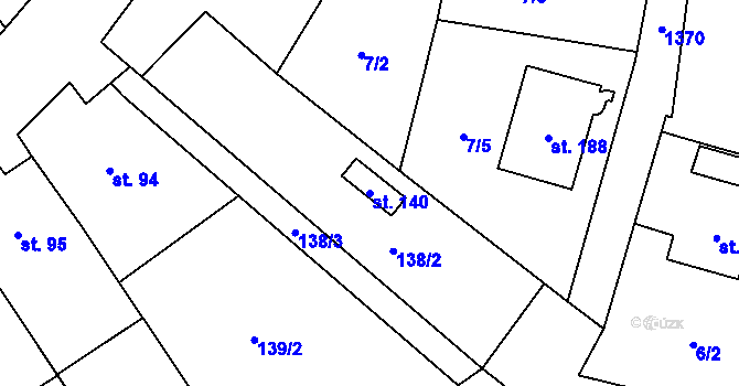 Parcela st. 140 v KÚ Heraltice, Katastrální mapa