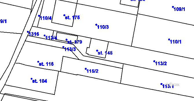 Parcela st. 145 v KÚ Heraltice, Katastrální mapa