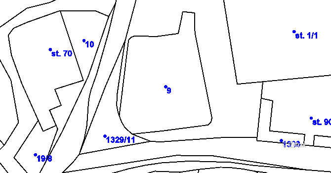Parcela st. 9 v KÚ Heraltice, Katastrální mapa
