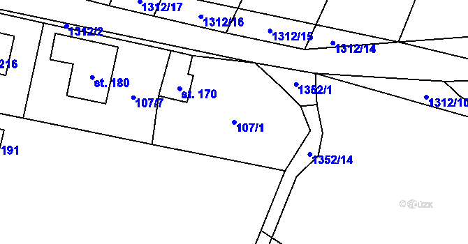 Parcela st. 107/1 v KÚ Heraltice, Katastrální mapa