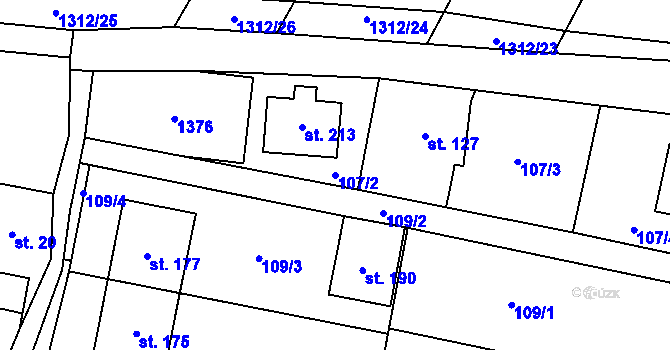 Parcela st. 107/2 v KÚ Heraltice, Katastrální mapa