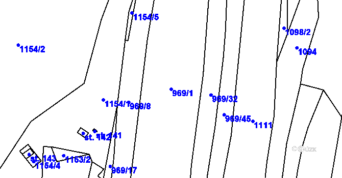 Parcela st. 969/1 v KÚ Heraltice, Katastrální mapa