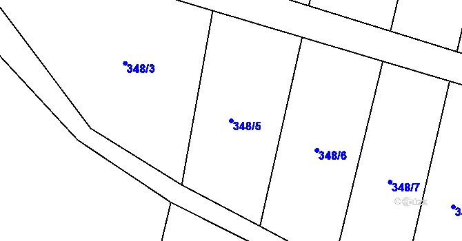 Parcela st. 348/5 v KÚ Heraltice, Katastrální mapa