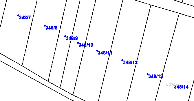 Parcela st. 348/11 v KÚ Heraltice, Katastrální mapa