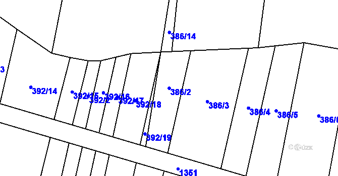 Parcela st. 386/2 v KÚ Heraltice, Katastrální mapa