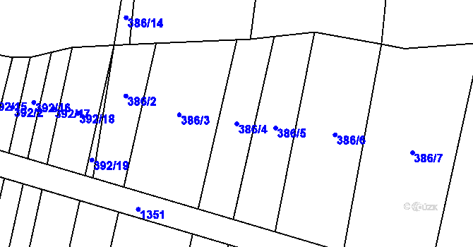 Parcela st. 386/4 v KÚ Heraltice, Katastrální mapa