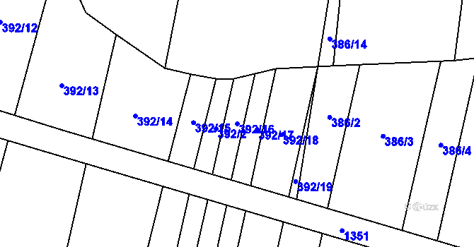 Parcela st. 392/16 v KÚ Heraltice, Katastrální mapa