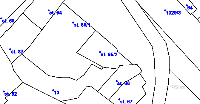 Parcela st. 65/2 v KÚ Heraltice, Katastrální mapa
