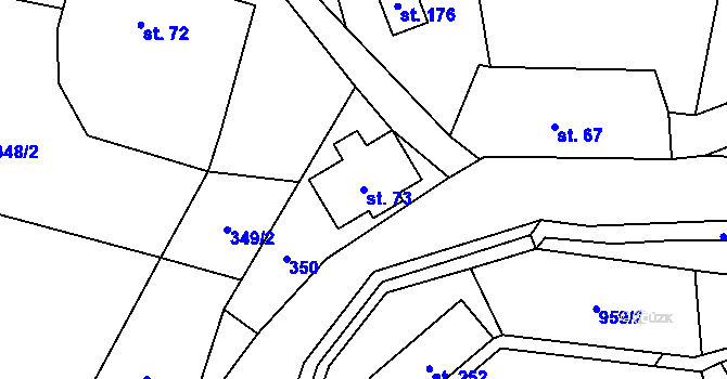 Parcela st. 73 v KÚ Herbortice, Katastrální mapa
