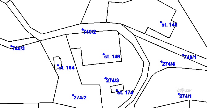 Parcela st. 149 v KÚ Herbortice, Katastrální mapa