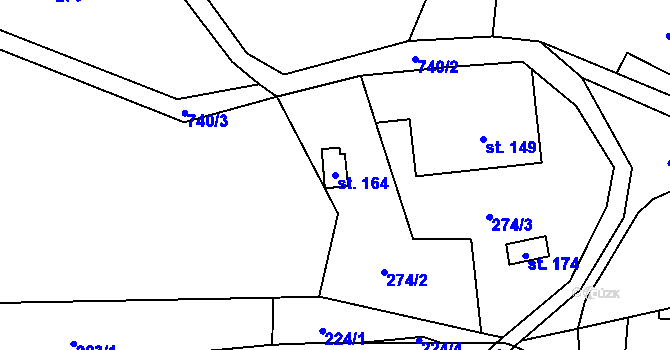 Parcela st. 164 v KÚ Herbortice, Katastrální mapa