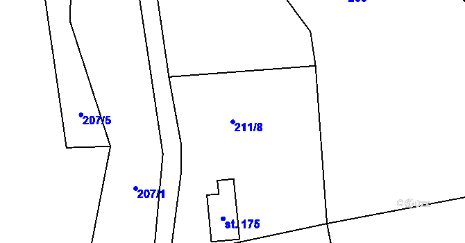 Parcela st. 211/8 v KÚ Herbortice, Katastrální mapa
