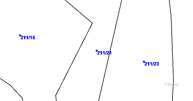 Parcela st. 211/21 v KÚ Herbortice, Katastrální mapa