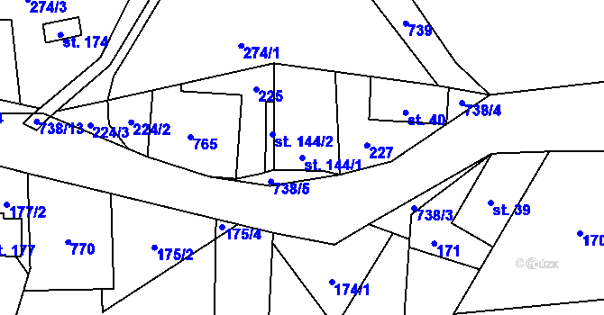 Parcela st. 144/1 v KÚ Herbortice, Katastrální mapa