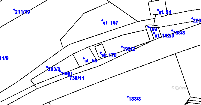 Parcela st. 178 v KÚ Herbortice, Katastrální mapa