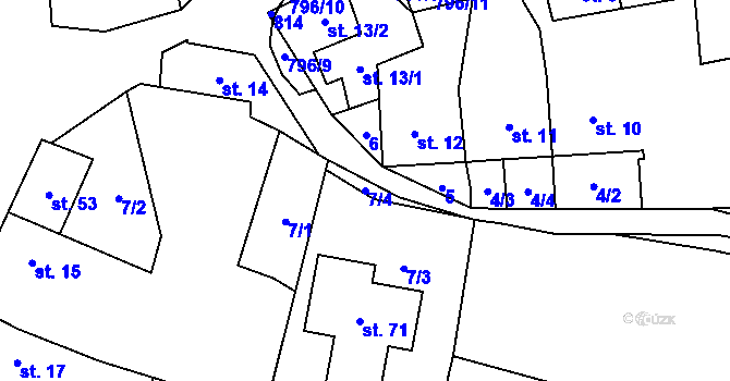 Parcela st. 7/4 v KÚ Heroltice u Tišnova, Katastrální mapa