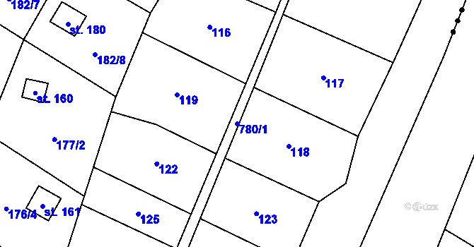 Parcela st. 780/1 v KÚ Heroltice u Tišnova, Katastrální mapa