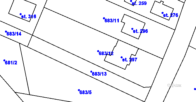 Parcela st. 683/12 v KÚ Heroltice u Tišnova, Katastrální mapa