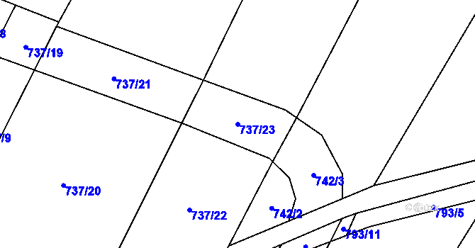 Parcela st. 737/23 v KÚ Heroltice u Tišnova, Katastrální mapa
