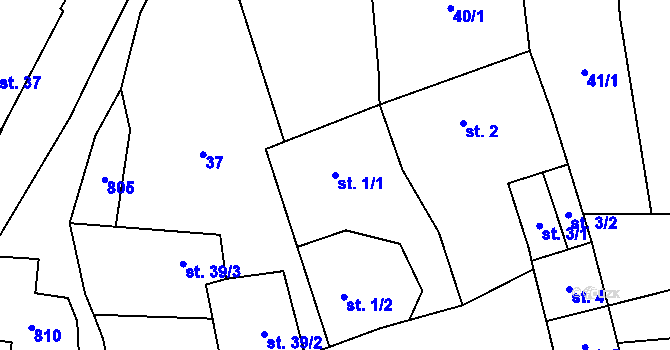 Parcela st. 1/1 v KÚ Heroltice u Tišnova, Katastrální mapa
