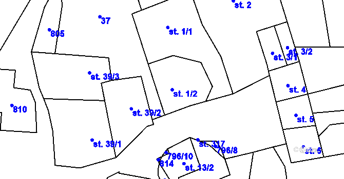 Parcela st. 1/2 v KÚ Heroltice u Tišnova, Katastrální mapa