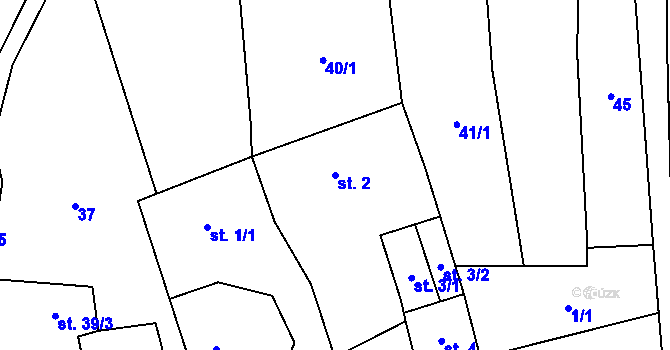 Parcela st. 2 v KÚ Heroltice u Tišnova, Katastrální mapa