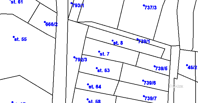 Parcela st. 7 v KÚ Heroltice u Tišnova, Katastrální mapa
