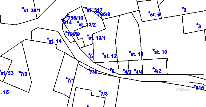 Parcela st. 12 v KÚ Heroltice u Tišnova, Katastrální mapa