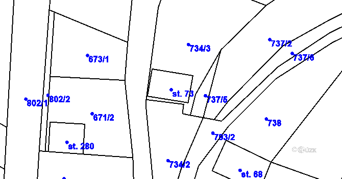 Parcela st. 73 v KÚ Heroltice u Tišnova, Katastrální mapa