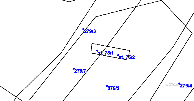 Parcela st. 75/1 v KÚ Heroltice u Tišnova, Katastrální mapa