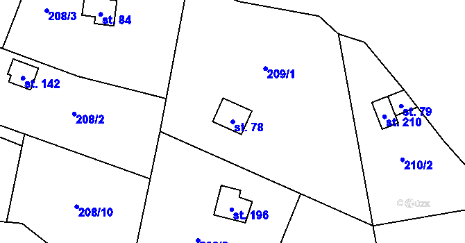 Parcela st. 78 v KÚ Heroltice u Tišnova, Katastrální mapa