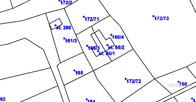 Parcela st. 85/1 v KÚ Heroltice u Tišnova, Katastrální mapa