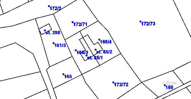 Parcela st. 85/2 v KÚ Heroltice u Tišnova, Katastrální mapa