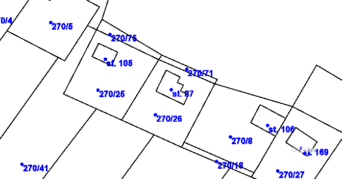Parcela st. 87 v KÚ Heroltice u Tišnova, Katastrální mapa
